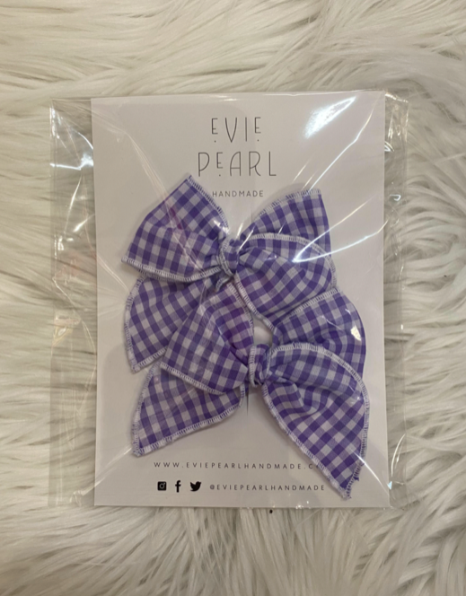 Purple Gingham Small Pigtail set - Evie Pearl