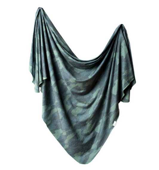 Knit Swaddle Blanket- Hunter - Copper Pearl