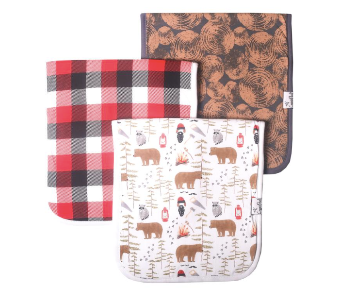 Premium Burp Cloths (3 Pack)- Lumberjack - Copper Pearl