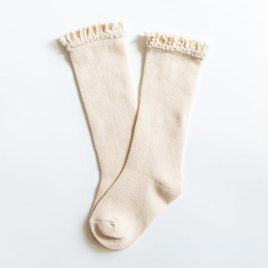 Lace Knee High Socks Vanilla Cream - Little Stocking Company