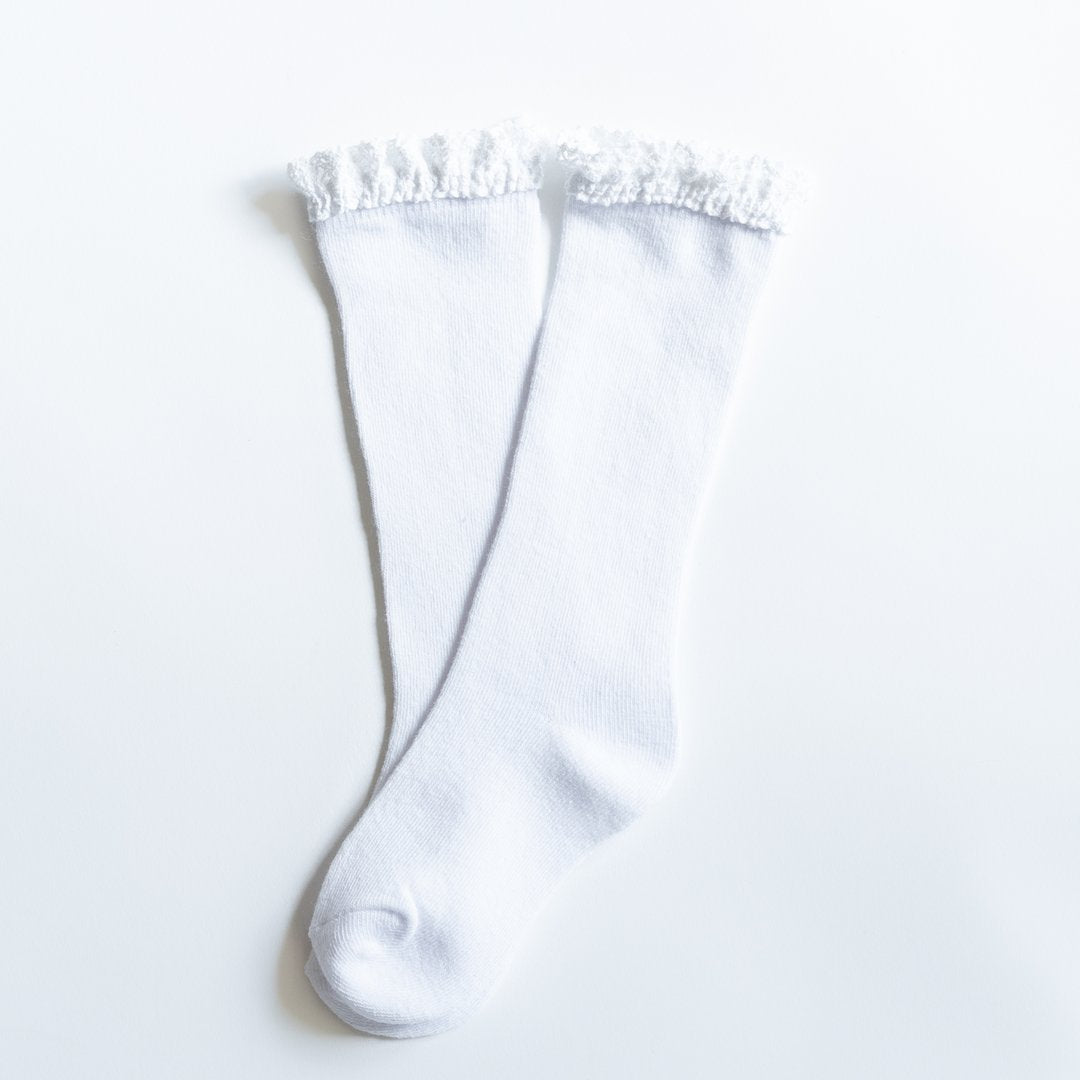 Lace Knee High Socks White - Little Stocking Company