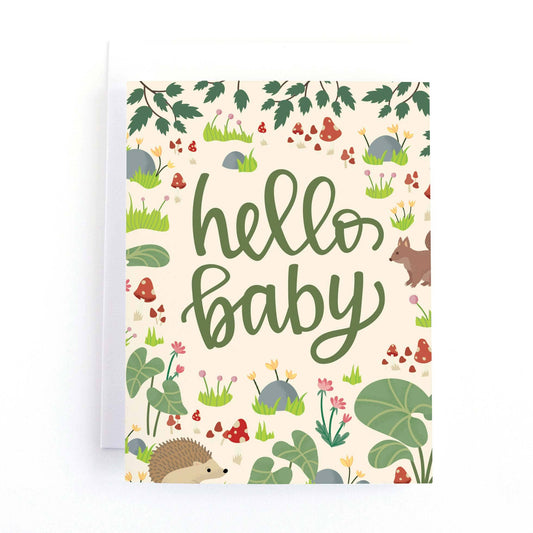 Hello Baby (woodland forest) Baby Shower Card - Pedaller Designs