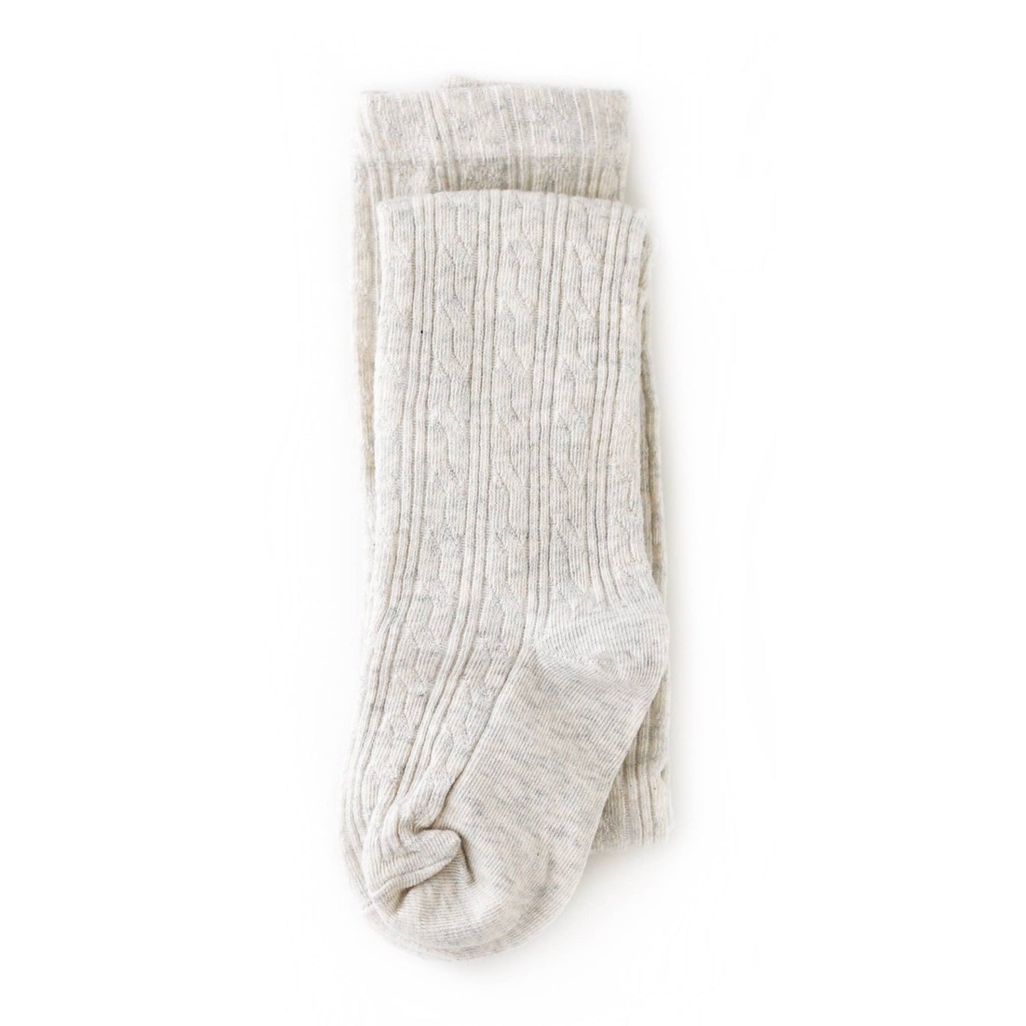 Heathered Ivory Cable Knit Tights - Little Stocking Company