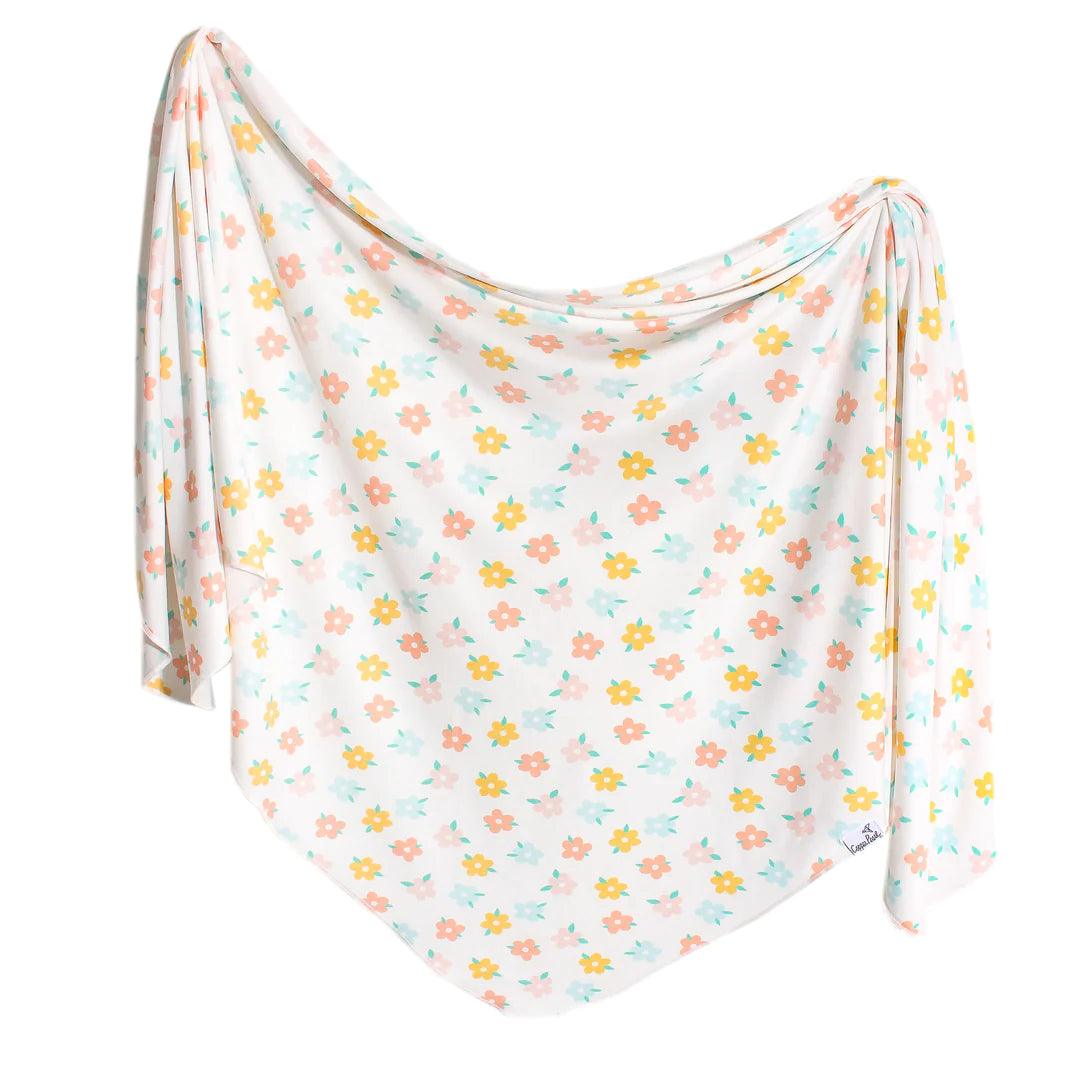 Knit Swaddle Blanket- Daisy - Copper Pearl
