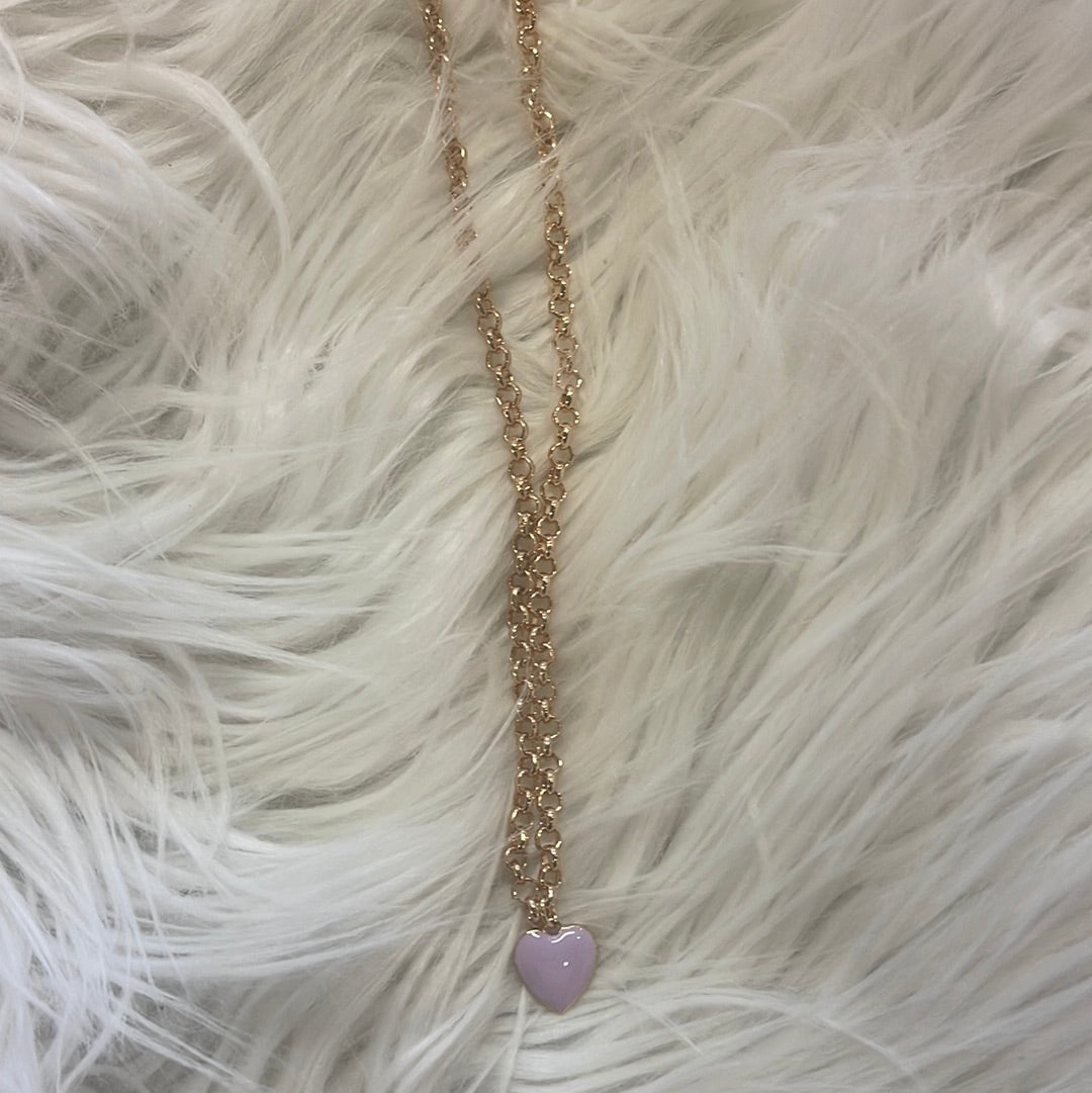 Heart Chain Necklace-Purple - Great Pretenders