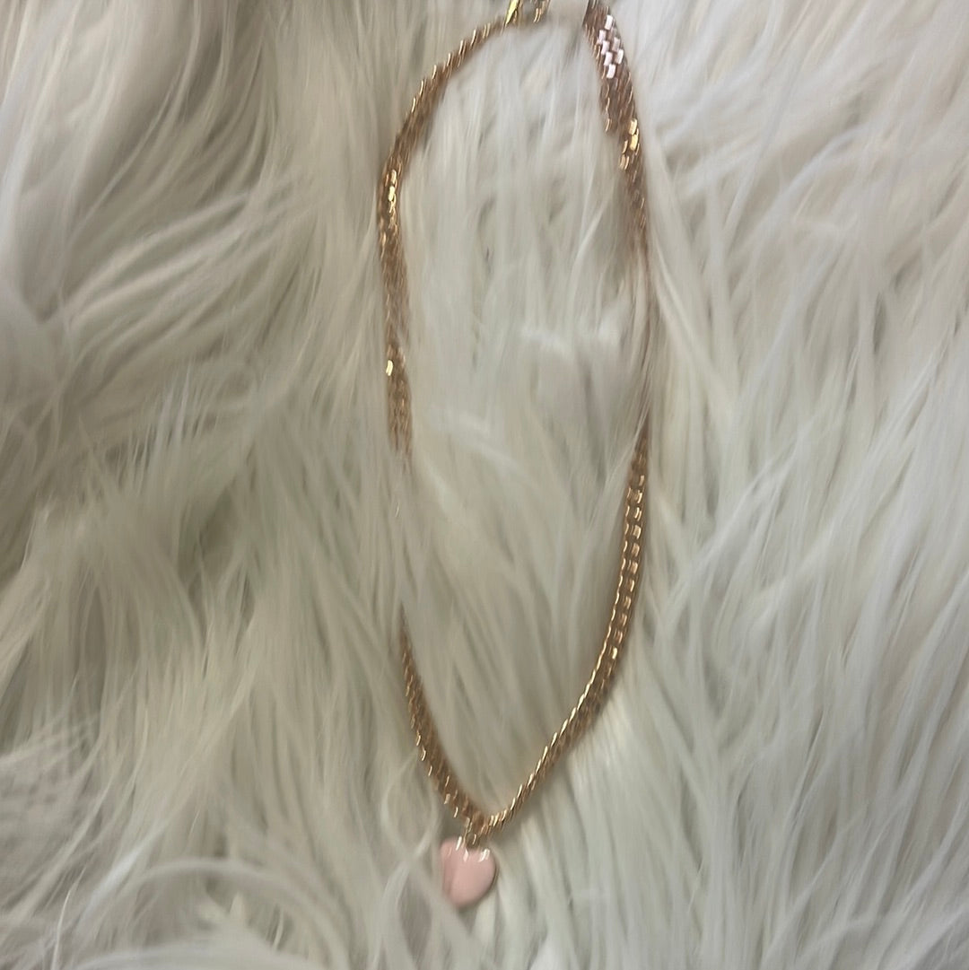 Heart Chain Necklace-Pink - Great Pretenders